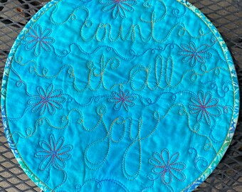 Count It All Joy Turquoise Blue Quilted Table Topper or Placemat