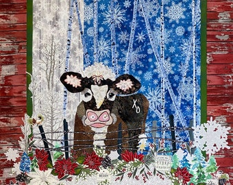 PAPER PATTERN for Holy Cow Girl CHRISTMAS wall hanging quilt fusible appliqué heifer country aspen pasture