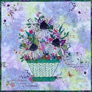 PAPER PATTERN of Fresh As A Daisy Quilted Wall Hanging fusible raw-edge applique Black Eyed Susan flower garden image 2