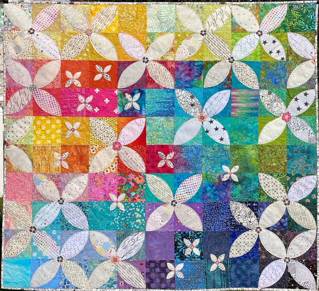 PAPER PATTERN for Rise N' Shine Quilt Scrappy Rainbow Ombre Low Volume