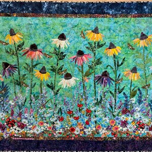 PAPER PATTERN of Fresh As A Daisy Quilted Wall Hanging fusible raw-edge applique Black Eyed Susan flower garden image 1
