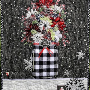 PAPER PATTERN  Christmas TimeLess Blooms Poinsettia Snowflake Daisies Pine boughs Mason Jar Bouquet for Wallhanging Quilt Country Home Decor