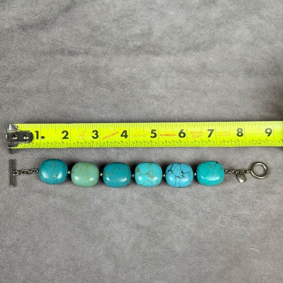 RL Turquoise Gemstone Toggle Bracelet Silver Tone… - image 5