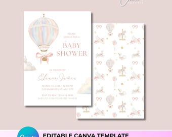Vintage Babypartyeinladungsvorlage, bearbeitbare Canva Invite, Vintage Karneval Babyparty, 5x7 digitaler Download
