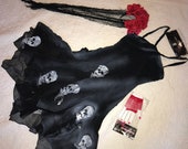 Day of the Dead Costume dress womens size 2 unique Halloween Dia de los Muertos sugar skull dead Senorita gothic Mexican ghost Vampire