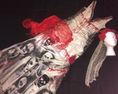 Day of the Dead corpse bride Costume dress womens size 14 unique Halloween costume Dia de los Muertos Vampire dead Senorita recycled