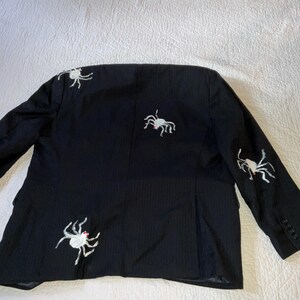 Spider mens jacket unique Halloween costume mens size large black white hand painting afbeelding 7