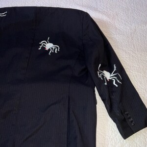Spider mens jacket unique Halloween costume mens size large black white hand painting afbeelding 8