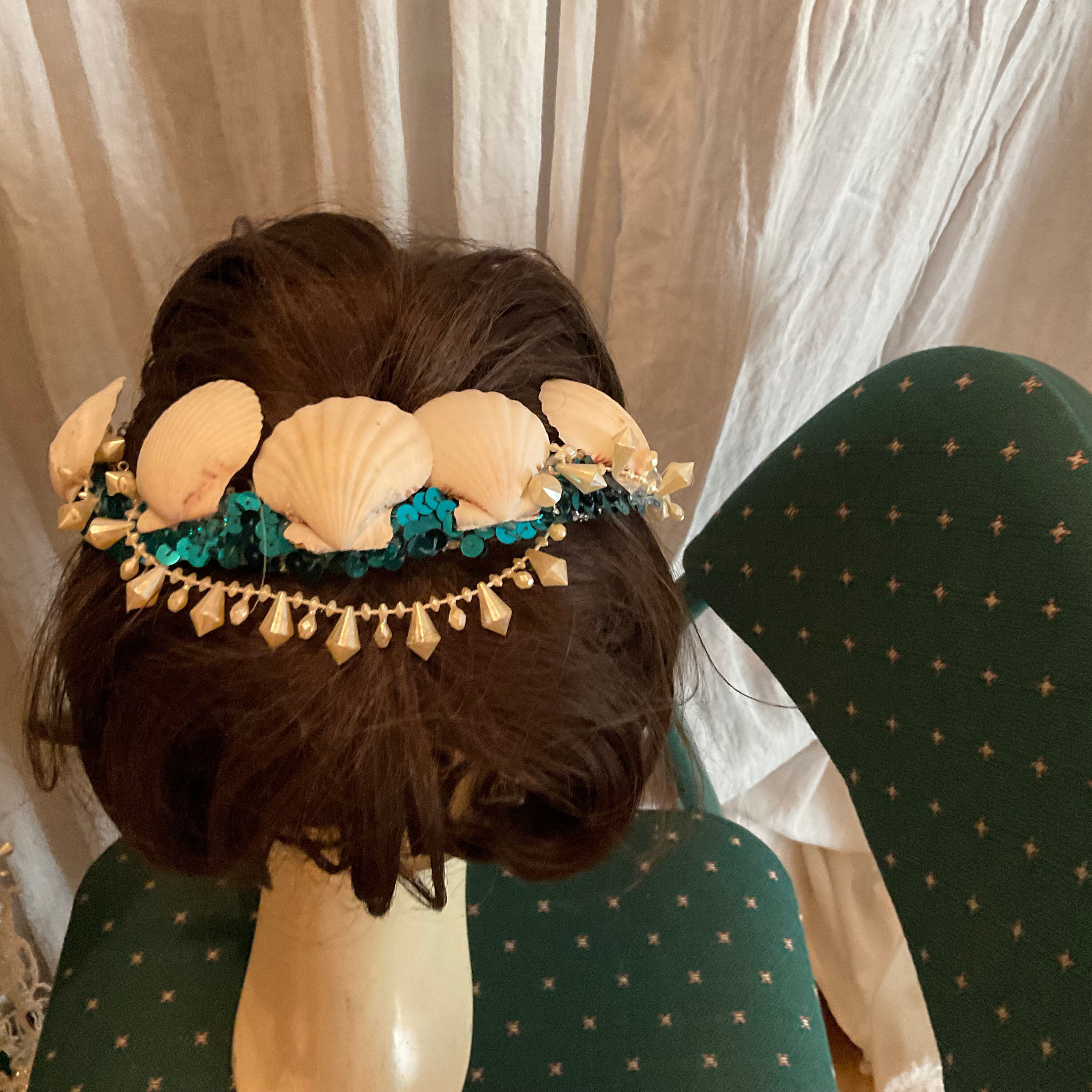 Green Sequin Mermaid Headpiece Green Mermaid Seashell Crown - Etsy main image 2