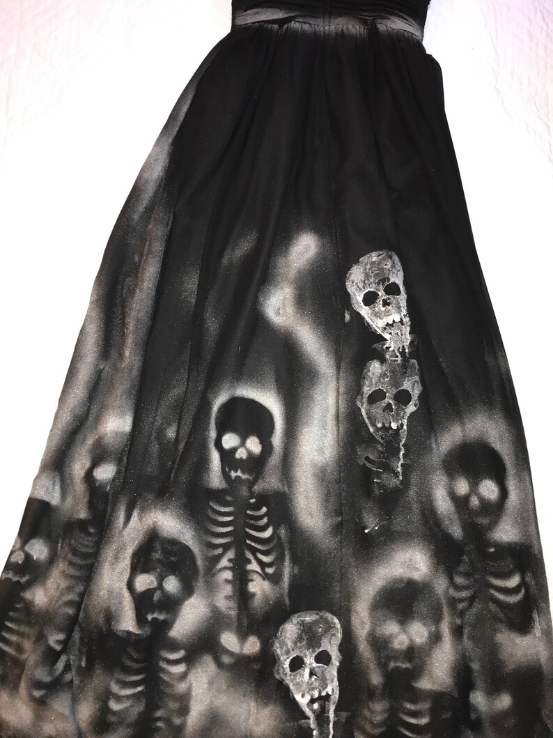 Halloween Day of the Dead corpse bride Costume dress womens size 6 ghost graveyard black chiffon sugar skull dead Senorita gothic