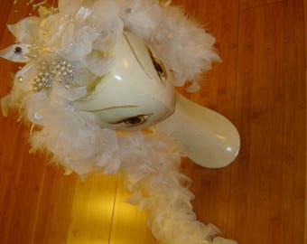 Wedding marriage bridal white feather Headdress crown music festival unique fantasy cosplay ready to ship Rave