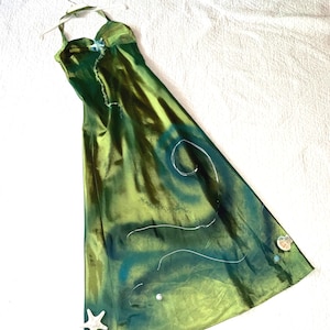 Mermaid SEA NYMPH dress womens size 6? Maybe 8 ?one of a kind recycled Halloween costume green halter dress fantasy  ocean Goddess