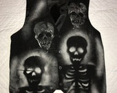 Day of the Dead mens VEST unique Halloween costume womens size S M sugar skull Mexican skeleton bone collector ghost black