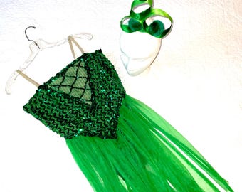 Halloween costume circus carnival leotard womans size M Theater dance costume vintage 70s circus green
