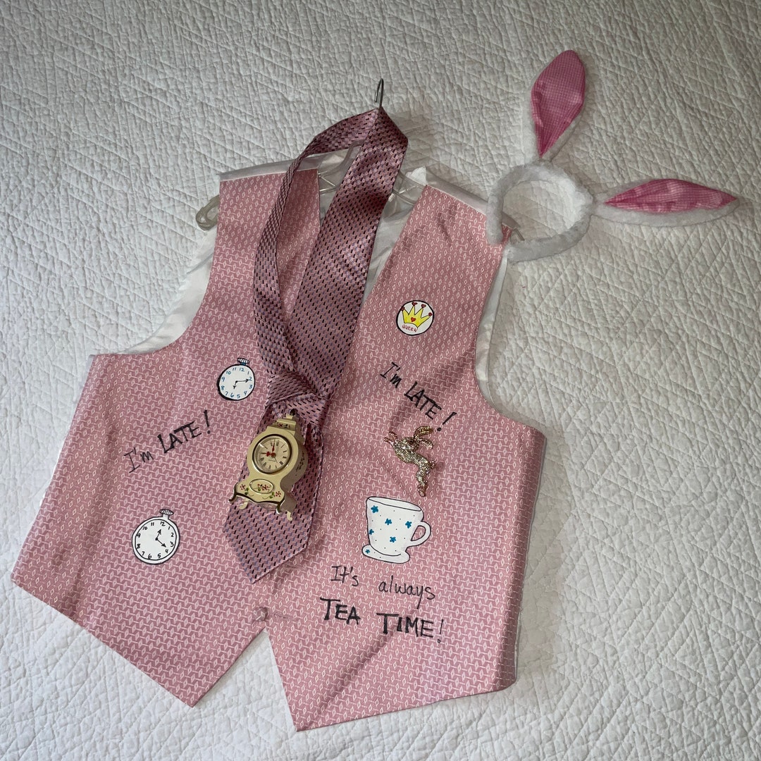 Alice Rabbit Jacket White Rabbit Vest Alice in Wonderland COSTUME Mens Size L Pink Hand ...