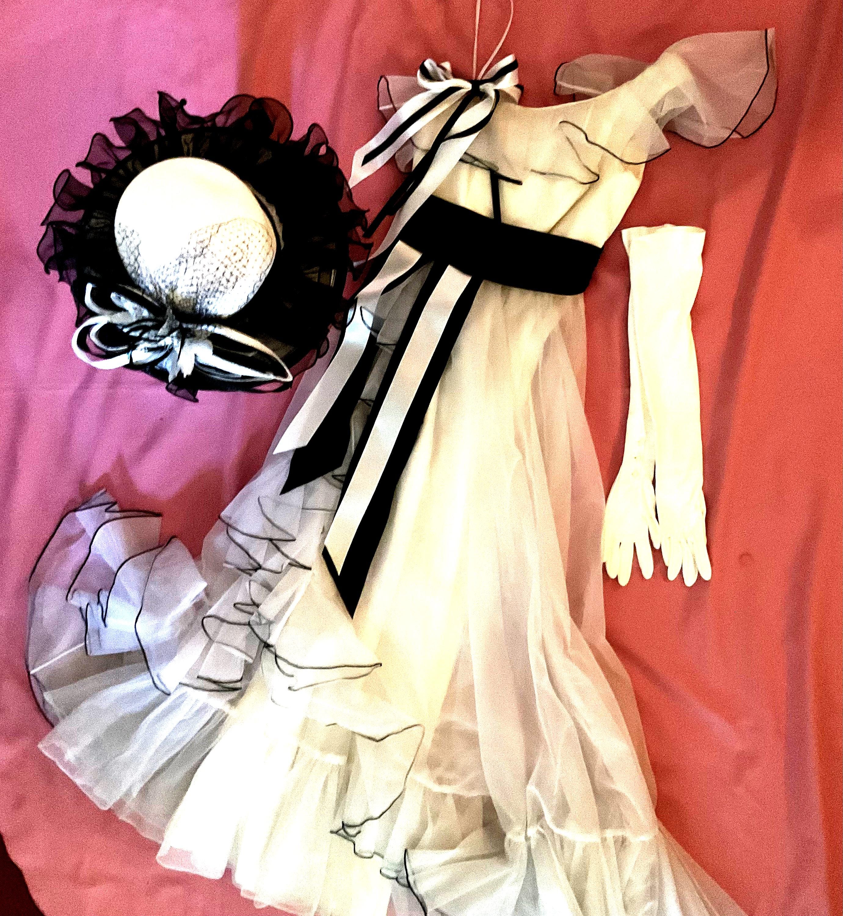 Victorian  COSTUME womens size S 4-5 Stage theater white dress hat gown My Fair Lady Ascot Music Man Hello Dolly school play 1900s look