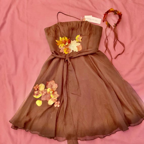 brown dress fairy One Shoulder Strap Brown Tulle Fairy Evening Gown