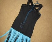Halloween Costume 1920s flapper Twenties Chicago black fringe dress Woman size 4 Gatsby party accessories included one of a kind recycled