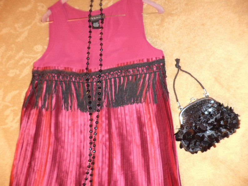 1920s Flapper 20s Dress Burgundy Silk Fringe Halloween COSTUME - Etsy