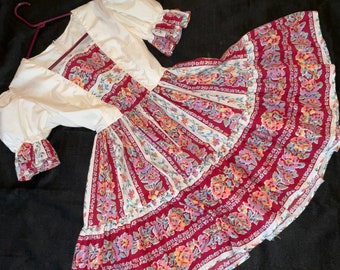 Miss Muffet Little BoPeep dress COSTUME womens size M 8 Halloween vintage square dance dress