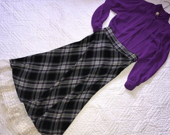 Victorian outfit  COSTUME womens size 6 S  Edwardian Titanic  stage theater blouse plaid skirt Music Man Hello Dolly school play purple