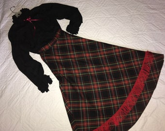 Victorian outfit  COSTUME womens size 4 S  Edwardian Titanic  stage theater blouse plaid skirt hat Music Man Hello Dolly school play