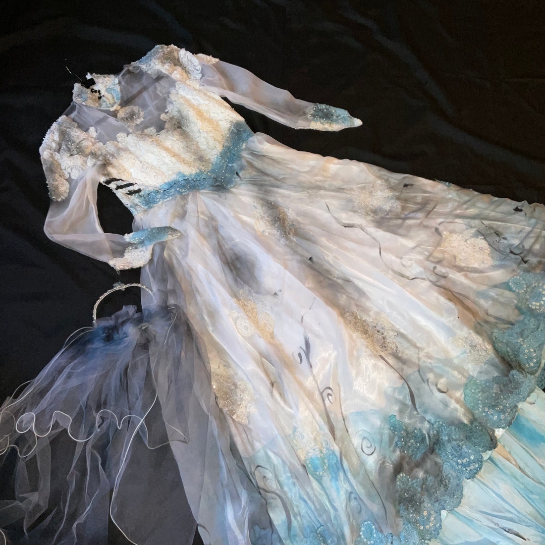 Emily Corpse Bride Costume Vintage 70s Wedding Dress Womens Size 12 — free download