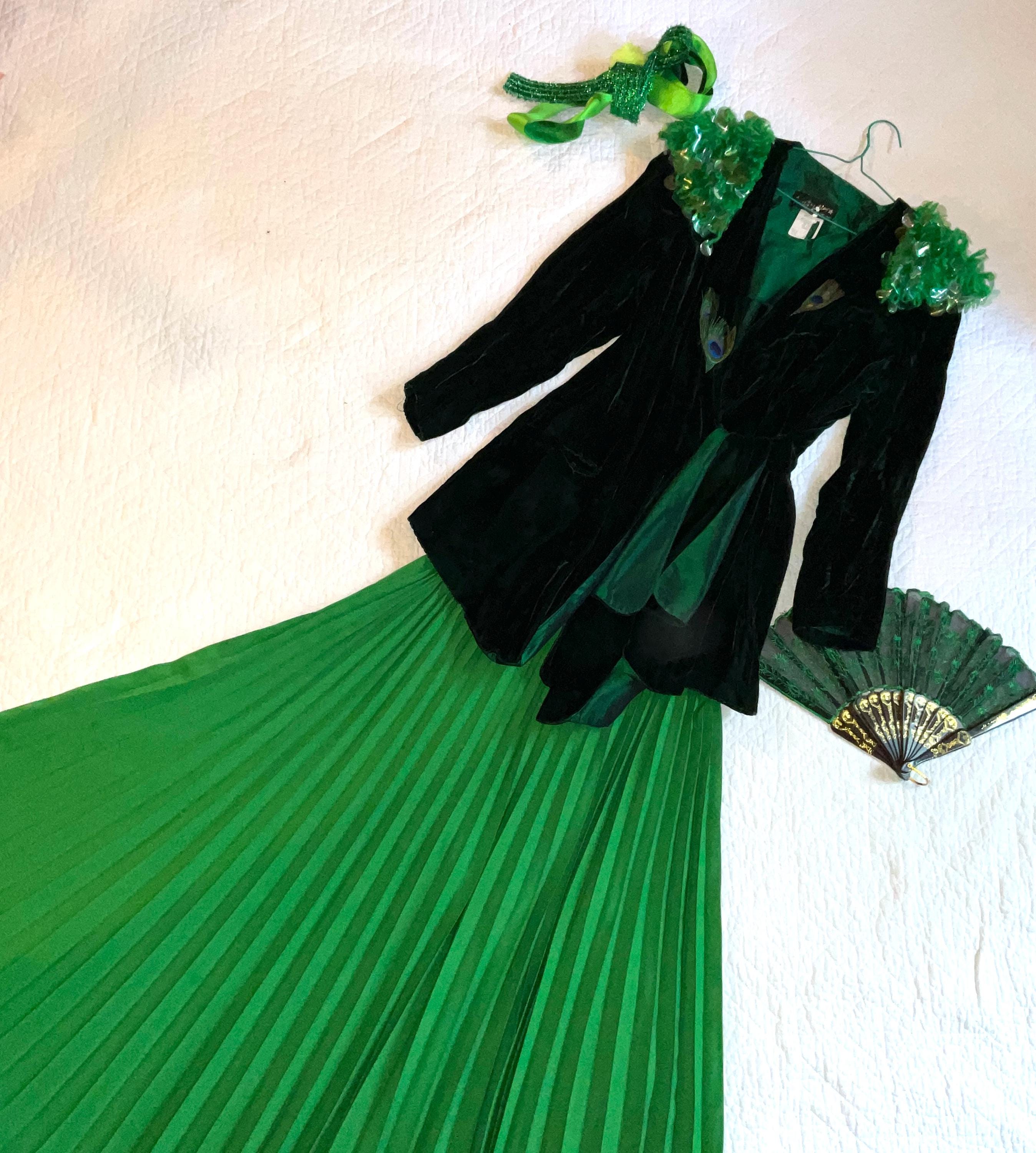 green elphaba dress 【PARTIALLY READY TO SHIP】Movie Green Witch Cosplay Costume Halloween Costume BST0194, Made TO Order / XS