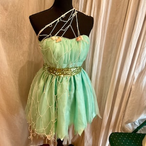 Mermaid SEA NYMPH dress womens size S 4 ? one of a kind recycled Halloween costume light green chiffon dress fantasy  ocean Goddess
