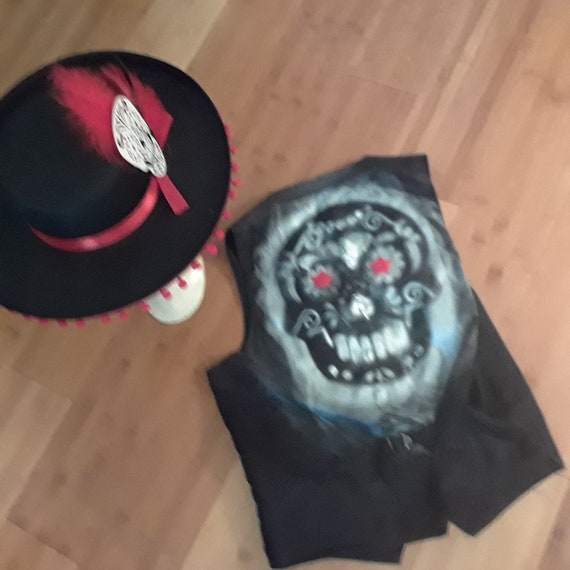 Day of the Dead Mens Black Vest Hat 