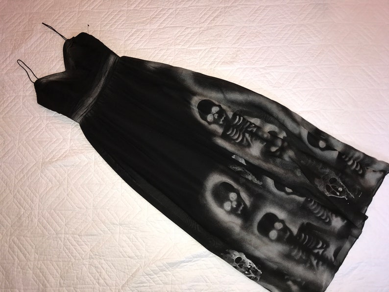 Halloween Day of the Dead corpse bride Costume dress womens size 6 ghost graveyard black chiffon sugar skull dead Senorita gothic