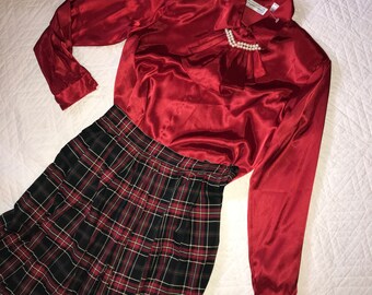 Victorian outfit  COSTUME womens size 8 M  Edwardian Titanic  stage theater blouse plaid skirt Music Man Hello Dolly school play