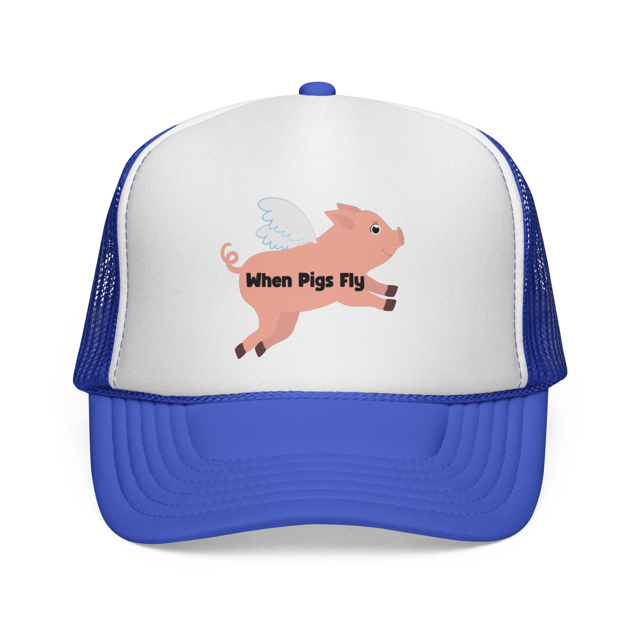“PIGS FLY EAST” Trucker Hats - Blue, Yellow, Green 1_surfing_pig_yellow_2660x.png  main image 2