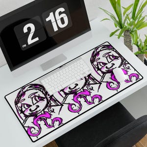 Illustrated Desk Mat: Non-Slip Rubber Base, Smooth Polyester Top