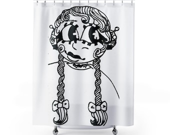 Whimsical Girl Polyester Shower Curtain: Unique Bathroom Decor