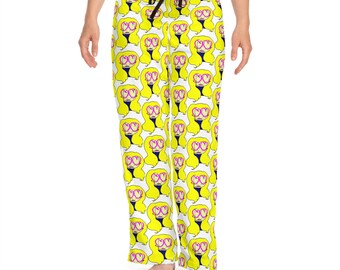 Yellow Pajama Pants: Sunglasses Print, Soft Polyester Loungewear