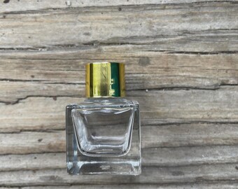 Empty Glass Perfume Bottle: Gold Metal Caps, 6 ml DIY Fragrance Cubes