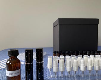 DIY Perfume Making Kit: Custom Scent Creation, Natural Essential oil, Atomizers with Grape Alcohol