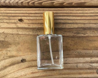 Empty Perfume Bottle: Gold Fine Mist Sprayer, 1 oz, refillable
