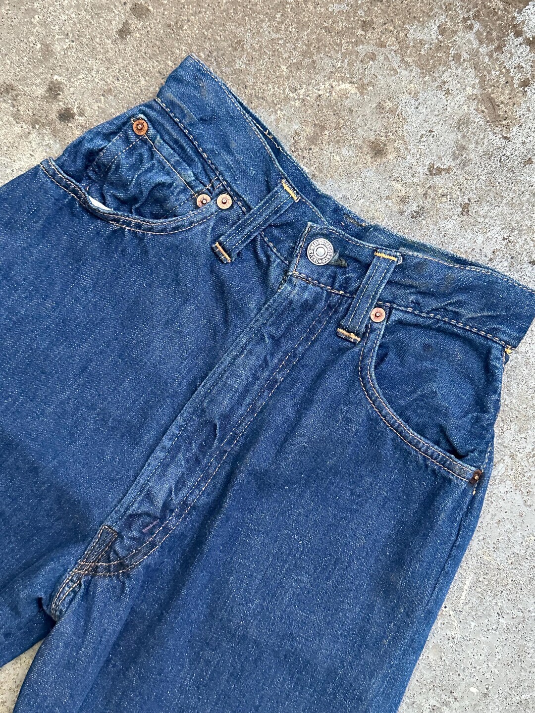 Jean Levi's 701 Big E Vintage Années 50 - Denim 100% Coton - Taille 23 - Rivets Cachés - Occasion Très Bon état