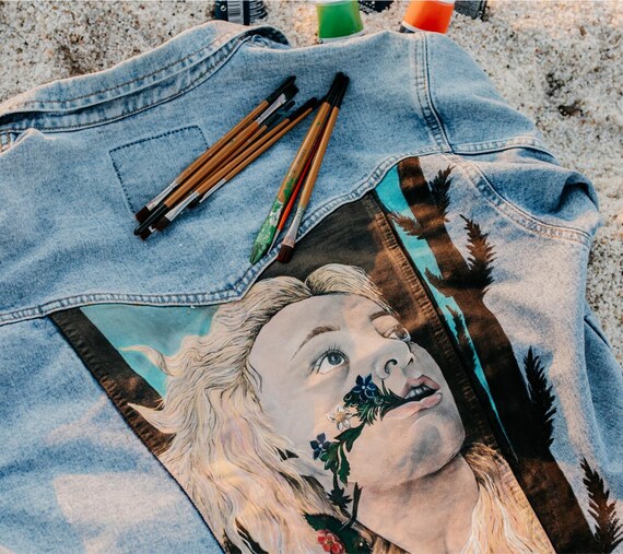 Giacca di jeans dipinta a mano personalizzata, giacca di jeans