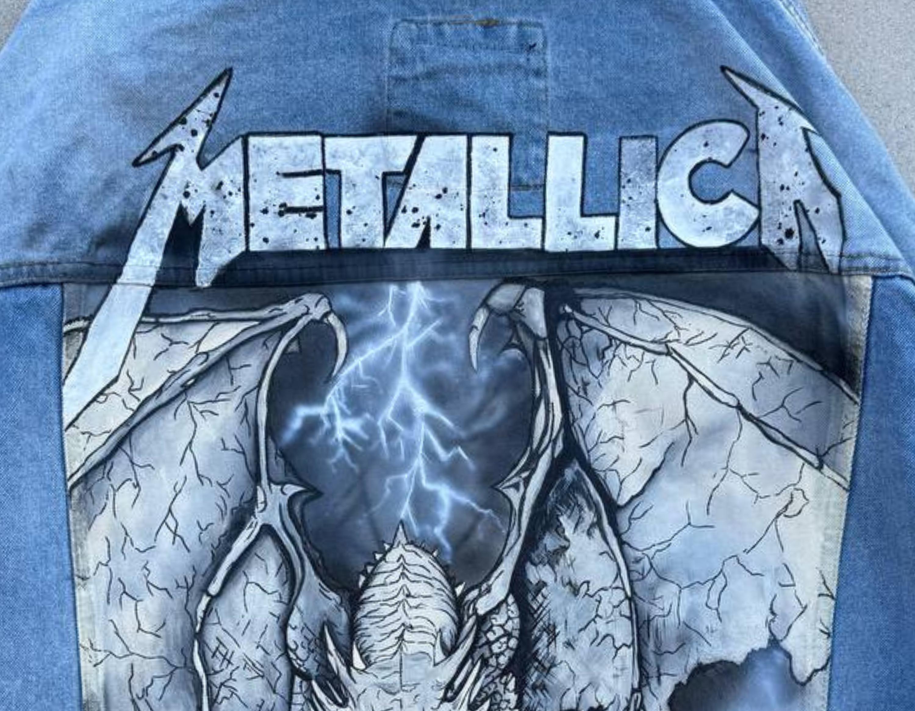 Hand-painted Metallica Denim Jacket – Dragon & Skulls, Rock Fan - Etsy
