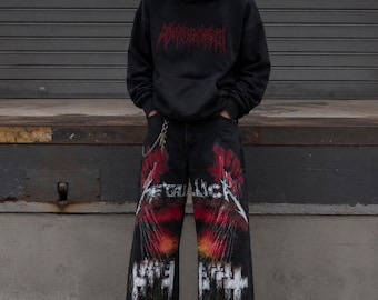 Hand-Painted Master of puppets Jeans – Custom Rock Denim