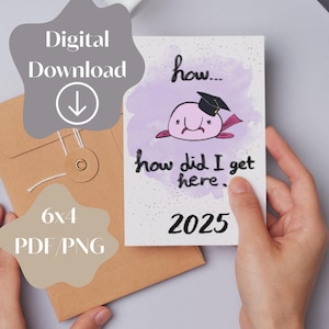 Cartão hilário e fofo para IMPRIMIR para amigo, piada engraçada de formatura com animais, cartão de formatura de biólogo, feliz formatura, download digital em PDF png