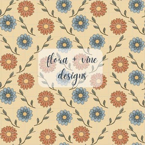 Bloemen retro vintage plant naadloze bloemmotief handgetekende png download digitale papier sublimatie stof oppervlak ontwerpbestand