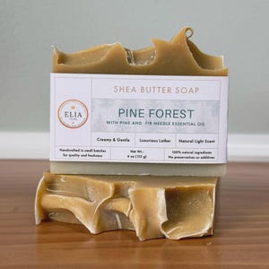 Pine Forest Shea Butter Soap – Handmade Natural Soap Bar, Cold Process Vegan Soap, Artisan Body Soap for Face & Shower