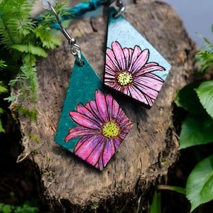 Flower Hand-Drawn Earrings, Lightweight Flower Earrings