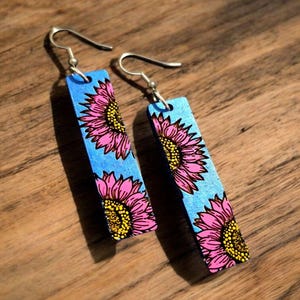 Flower Hand-Drawn Earrings, Lightweight Flower Earrings