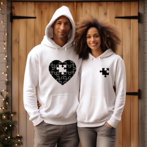 Puzzle Piece Couple Shirts - Matching Love Outfits for Anniversary, Valentine’s Day, or Engagement Gift, Couple Hoodies Set, Couple Gift