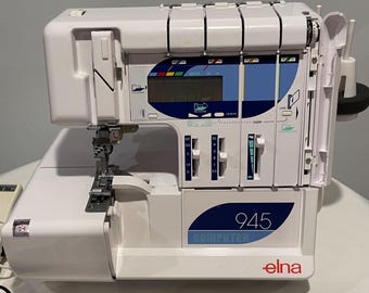 Elna 945 Computerized Serger Overlock Machine w/ Case, Manuals & Pedal